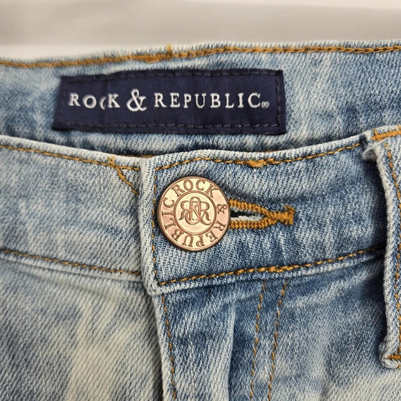 ROCK & REPUBLIC Bumpershoot Denim Shorts, Raw Hem Size:6 - Picture 2 of 12